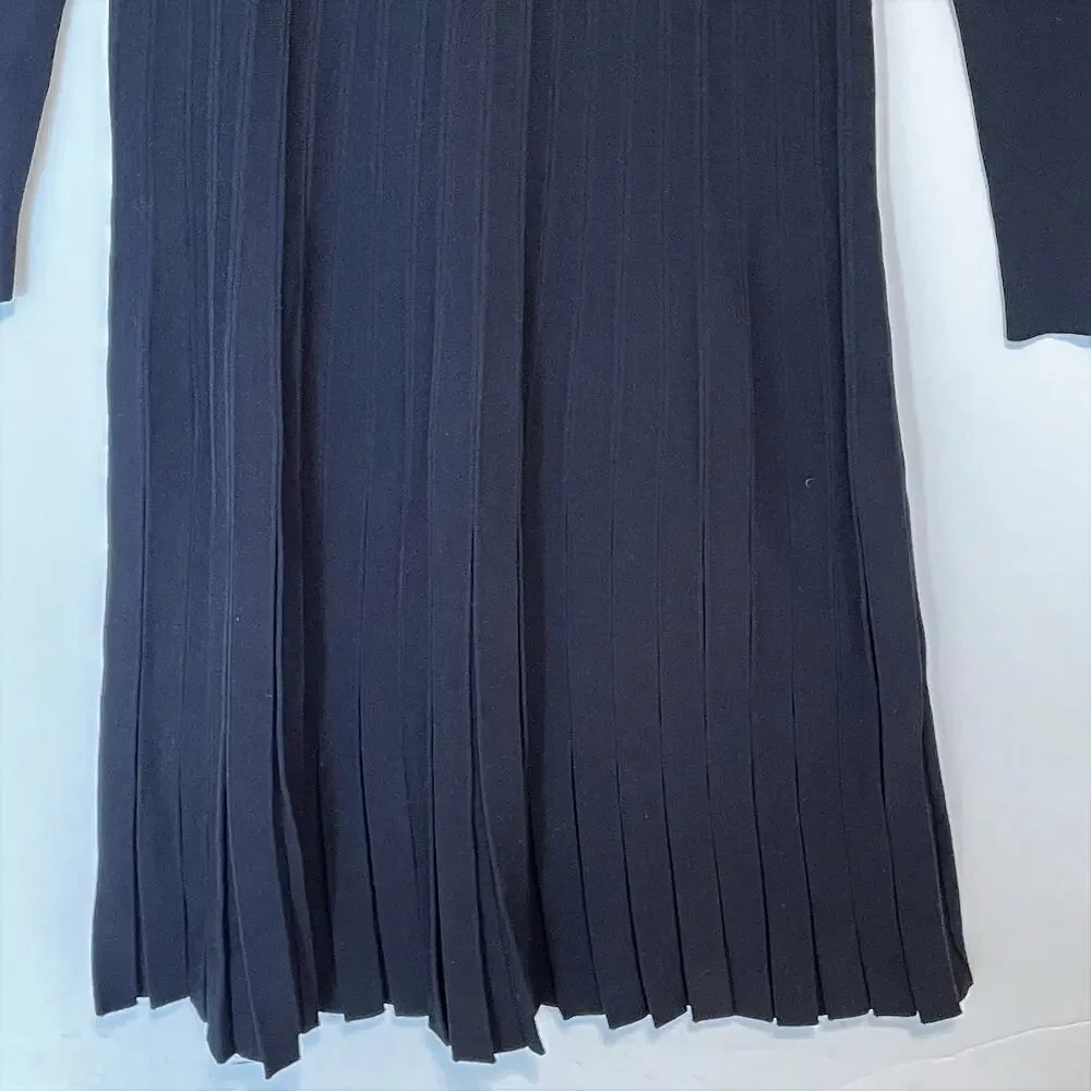 Tory Burch Black Thea Dress Womens Size Medium Ribbed Knit Sweater Flattering